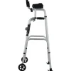VEVOR 2 in 1 Folding Walker & Removable Armrests, Height Adjustable Foldable Walker with 5" Solid Wheels, Lightweight Aluminum | Front Wheeled Mobility Aid for Elderly Handicapped Disabled, 450 Pounds
