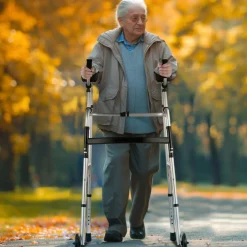VEVOR 2 in 1 Folding Walker & Removable Armrests, Height Adjustable Foldable Walker with 5