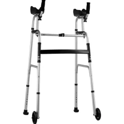 VEVOR 2 in 1 Folding Walker & Removable Armrests, Height Adjustable Foldable Walker with 5