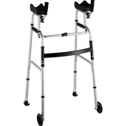 VEVOR 2 in 1 Folding Walker & Removable Armrests, Height Adjustable Foldable Walker with 5
