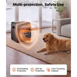 VEVOR Infrared Heater 1500W Electric Space Heater with Remote Control Black, 3 Heat Settings, 12H Timer, Overheat Shutoff, Portable Wheels, Premium ABS, Indoor Use for Bedrooms, Offices, Studies