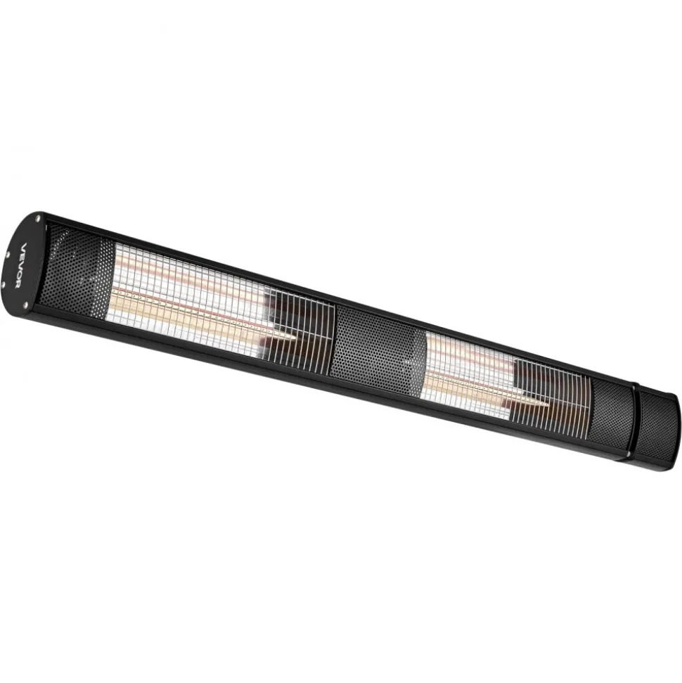 VEVOR Infrared Heater 1500W Electric Space Heater 3 Heat Settings Black, with Remote Control for Outdoor Use, 24 Hours Timer, Premium Aluminum Alloy, Even Warmth for Patios, Backyards, and Balconies