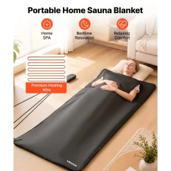 VEVOR Infrared Sauna Blanket with Armholes, 71 x 32 in Portable Sauna Bag, Even Heating for Home Detox & Relaxation, Temp Control & Timer, Lightweight Oxford Fabric Heating Wrap with Carry Bag, Black