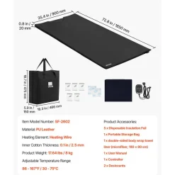 VEVOR Infrared Sauna Blanket with Armholes, 71 x 35 in Portable Sauna Bag, Even Heating for Home Detox & Relaxation, Temp Control & Timer, PU Leather Heating Wrap with Towel Liner, Carry Bag, Black