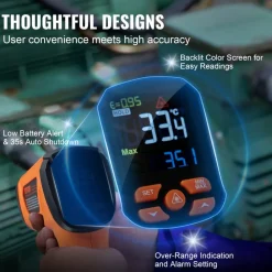 VEVOR Infrared Thermometer, -40~2732°F Dual Laser Temperature Gun Non-Contact, Handheld IR Heat Temperature Gun with Adjustable Emissivity for Metal Smelting/Cooking/Pizza Oven/Engine(Not for Human)