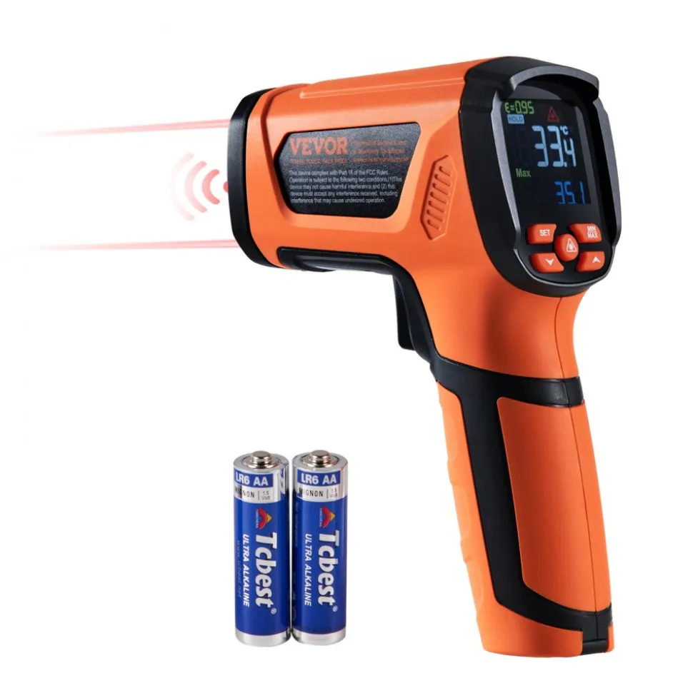 VEVOR Infrared Thermometer, -40~2732°F Dual Laser Temperature Gun Non-Contact, Handheld IR Heat Temperature Gun with Adjustable Emissivity for Metal Smelting/Cooking/Pizza Oven/Engine(Not for Human)