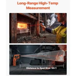 VEVOR Infrared Thermometer, -22℉ to 2912℉ Dual-Mode IR Thermometer Gun with K-Type Thermocouple, Dual Laser Heat Temperature Gun Non-Contact for Metal Smelting/Engine/Industry/Cooking (Not for Human)