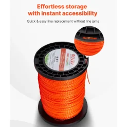VEVOR 0.095 in 1280 ft String Trimmer Line, Orange Heavy Duty Weed Eater String, Premium Nylon Universal Replacement Trimmer Line Spool with Twisted Design, Suitable for Professional & Homeowner Use