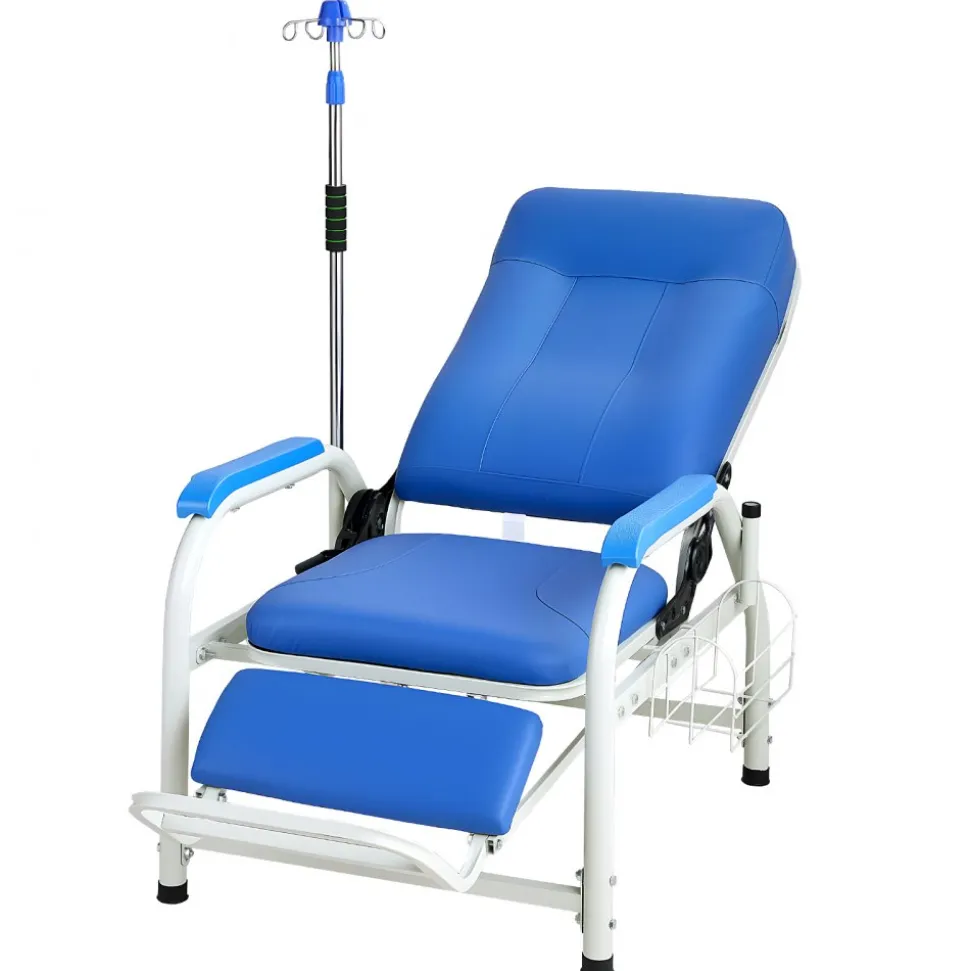 VEVOR Infusion Chair with IV Pole 90°-160° Reclining Phlebotomy Chair, 400LBS Capacity Medical Infusion Recliner with Soft Padded Seat, Footrest & Storage Basket for Blood Draw, IV Transfusion