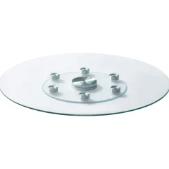 VEVOR 30 in Glass Lazy Susan Turntable, Tempered Glass Dining Table Centerpiece with 6 Rotating Wheels, 360° Smooth and Silent Spin Tabletop Rotating Tray, for Family Gatherings, Banquets & Weddings
