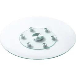 VEVOR 30 in Glass Lazy Susan Turntable, Tempered Glass Dining Table Centerpiece with 6 Rotating Wheels, 360° Smooth and Silent Spin Tabletop Rotating Tray, for Family Gatherings, Banquets & Weddings