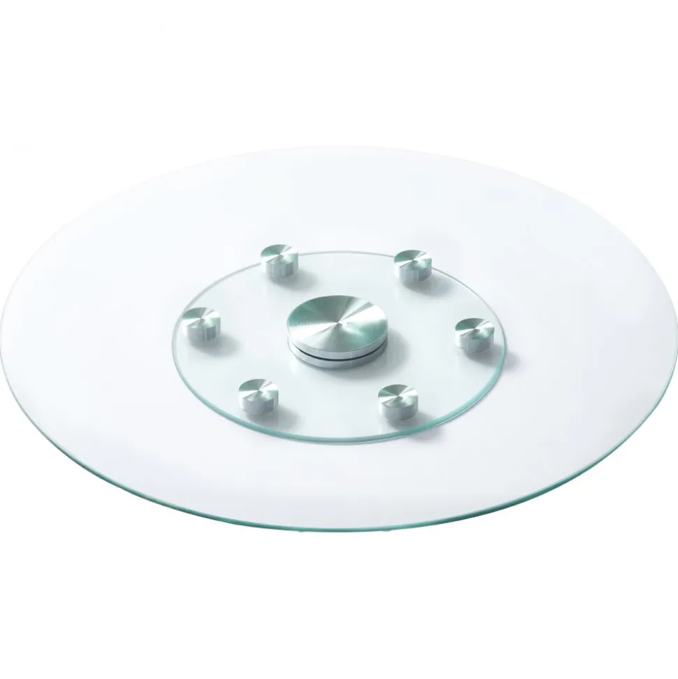 VEVOR 30 in Glass Lazy Susan Turntable, Tempered Glass Dining Table Centerpiece with 6 Rotating Wheels, 360° Smooth and Silent Spin Tabletop Rotating Tray, for Family Gatherings, Banquets & Weddings