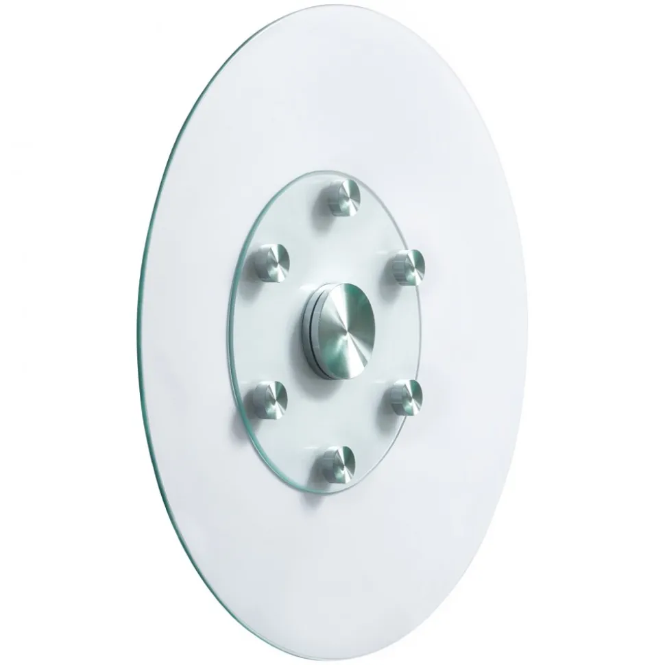 VEVOR 30 in Glass Lazy Susan Turntable, Tempered Glass Dining Table Centerpiece with 6 Rotating Wheels, 360° Smooth and Silent Spin Tabletop Rotating Tray, for Family Gatherings, Banquets & Weddings