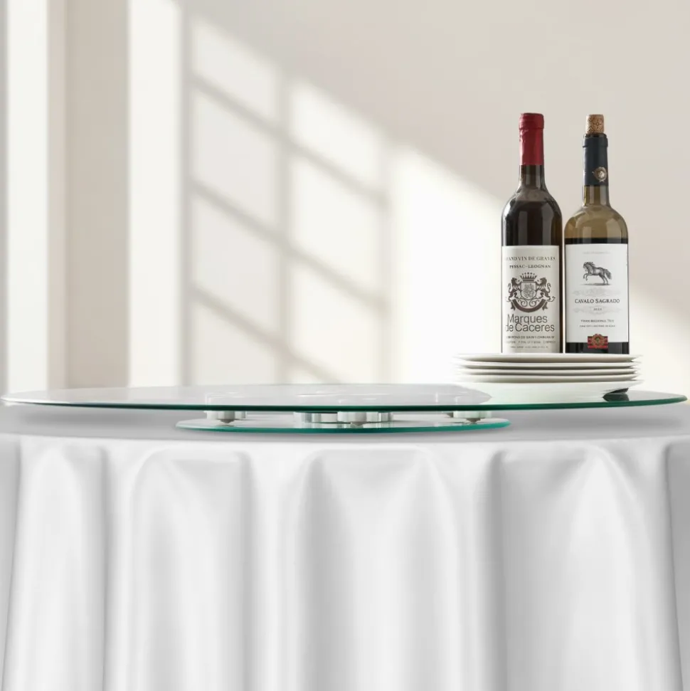 VEVOR 30 in Glass Lazy Susan Turntable, Tempered Glass Dining Table Centerpiece with 6 Rotating Wheels, 360° Smooth and Silent Spin Tabletop Rotating Tray, for Family Gatherings, Banquets & Weddings