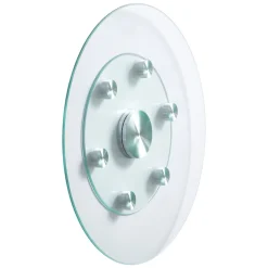 VEVOR 24 in Glass Lazy Susan Turntable, Tempered Glass Dining Table Centerpiece with 6 Rotating Wheels, 360° Smooth and Silent Spin Tabletop Rotating Tray, for Family Gatherings, Banquets & Weddings
