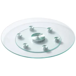 VEVOR 24 in Glass Lazy Susan Turntable, Tempered Glass Dining Table Centerpiece with 6 Rotating Wheels, 360° Smooth and Silent Spin Tabletop Rotating Tray, for Family Gatherings, Banquets & Weddings