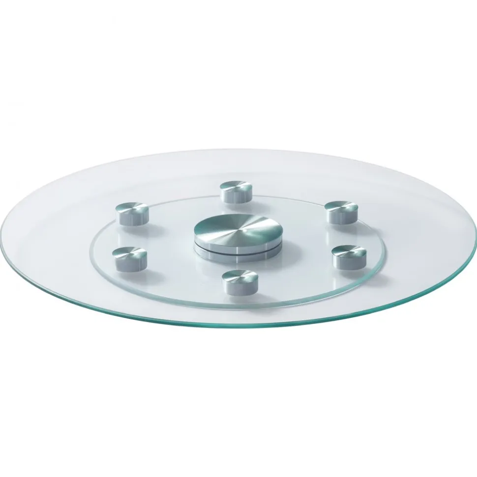 VEVOR 24 in Glass Lazy Susan Turntable, Tempered Glass Dining Table Centerpiece with 6 Rotating Wheels, 360° Smooth and Silent Spin Tabletop Rotating Tray, for Family Gatherings, Banquets & Weddings