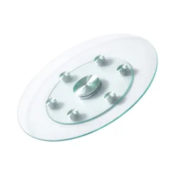 VEVOR 24 in Glass Lazy Susan Turntable, Tempered Glass Dining Table Centerpiece with 6 Rotating Wheels, 360° Smooth and Silent Spin Tabletop Rotating Tray, for Family Gatherings, Banquets & Weddings