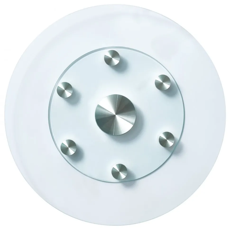 VEVOR 24 in Glass Lazy Susan Turntable, Tempered Glass Dining Table Centerpiece with 6 Rotating Wheels, 360° Smooth and Silent Spin Tabletop Rotating Tray, for Family Gatherings, Banquets & Weddings