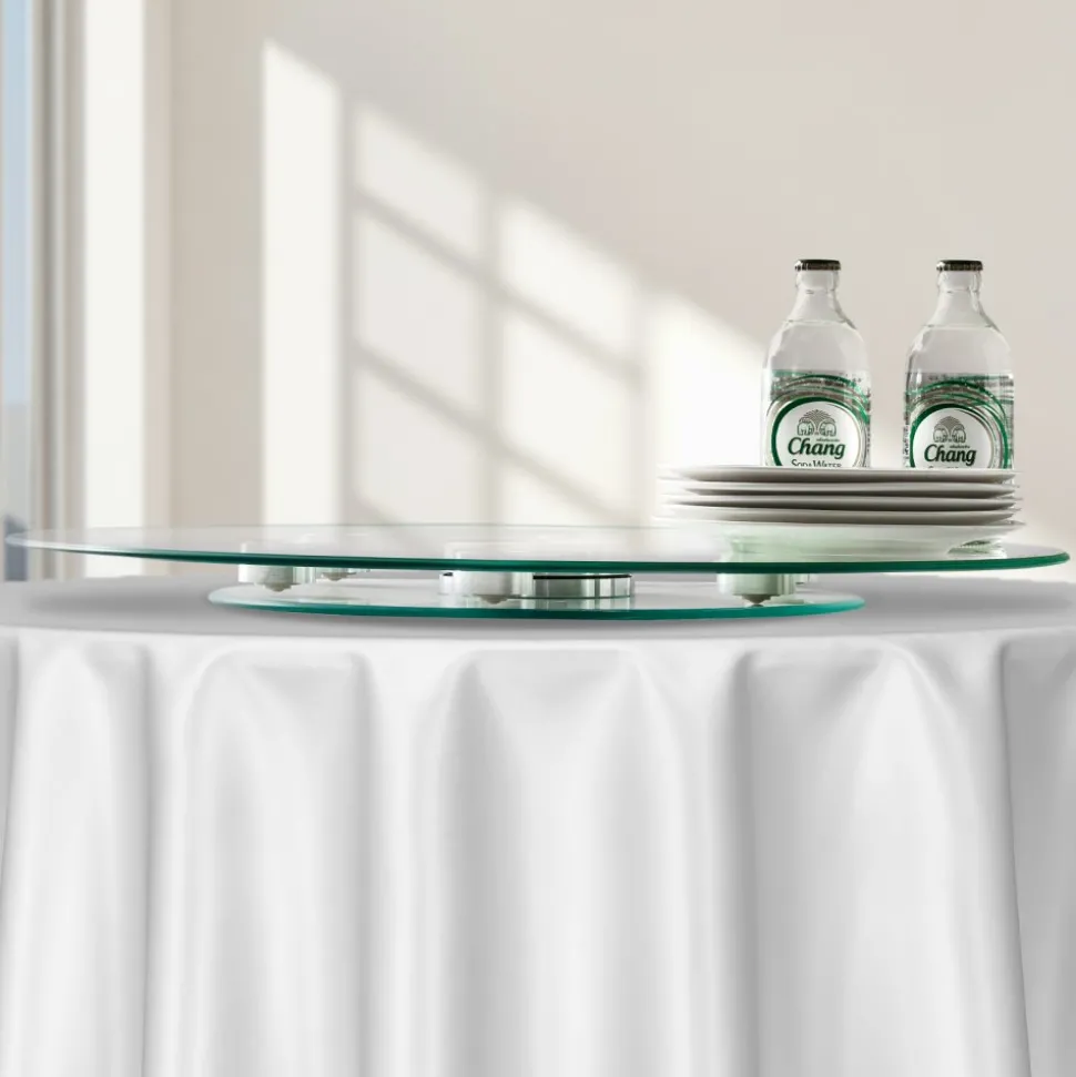 VEVOR 20 in Glass Lazy Susan Turntable, 360° Rotation Round Clear Tabletop Rotating Tray, Tempered Glass Dining Table Centerpiece, Smooth and Silent Spin, for Family Gatherings, Banquets & Weddings