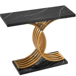 VEVOR 39 in Gold Console Table, Modern Desk Behind the Couch, Wood Rectangle Entrance Desk, Narrow Long Sofa Table Accent Stand with Metal Legs for Hallway, Bedroom, Living Room, Foyer, Easy Assembly