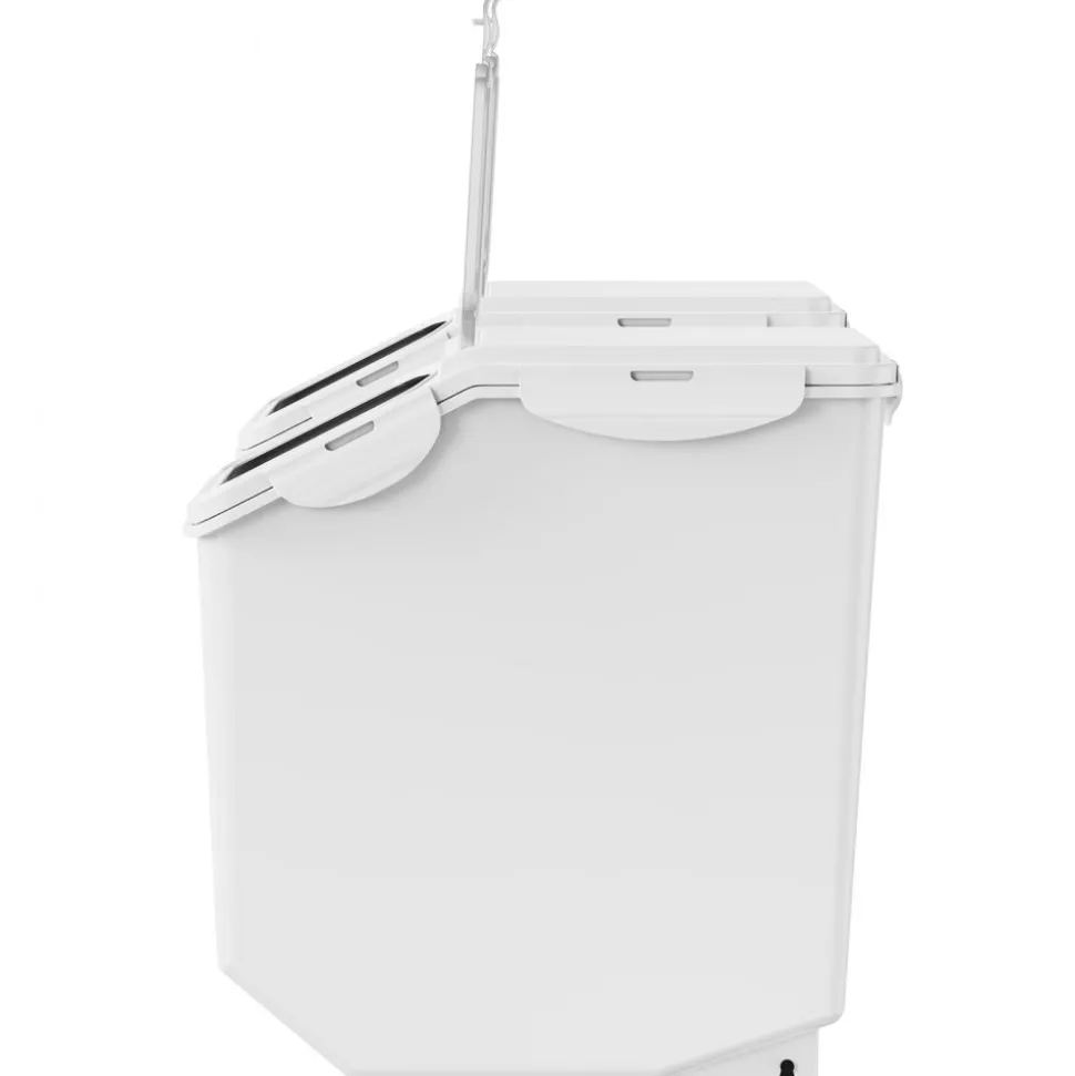 VEVOR Ingredient Storage Bin, 2 x 15L Dispenser Bin with 2 Measuring Cups, Attachable Casters and Airtight Lid, 2 Pcs/Set Dog Pet Food Storage Container, PP Material Kitchen Rice Cereal Flour Bin