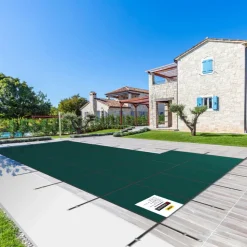 VEVOR Inground Pool Safety Cover, 18 ft x 34 ft Rectangular Winter Pool Cover with Left Step, Triple Stitched, High Strength Mesh PP Material, Good Rain Permeability, Installation Hardware Included