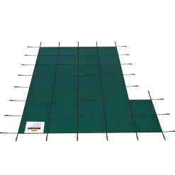 VEVOR Inground Pool Safety Cover, 18 ft x 34 ft Rectangular Winter Pool Cover with Left Step, Triple Stitched, High Strength Mesh PP Material, Good Rain Permeability, Installation Hardware Included