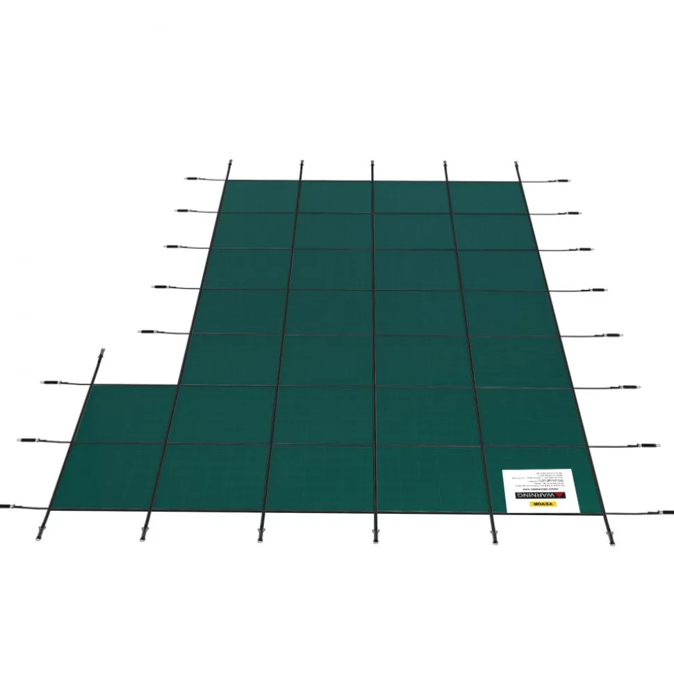 VEVOR Inground Pool Safety Cover, 20 ft x 38 ft Rectangular Winter Pool Cover with Right Step, Triple Stitched, High Strength Mesh PP Material, Good Rain Permeability, Installation Hardware Included