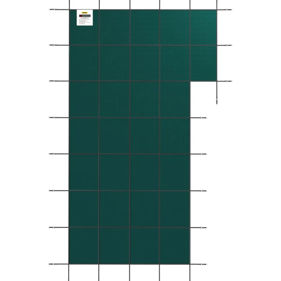 VEVOR Inground Pool Safety Cover, 20 ft x 38 ft Rectangular Winter Pool Cover with Right Step, Triple Stitched, High Strength Mesh PP Material, Good Rain Permeability, Installation Hardware Included