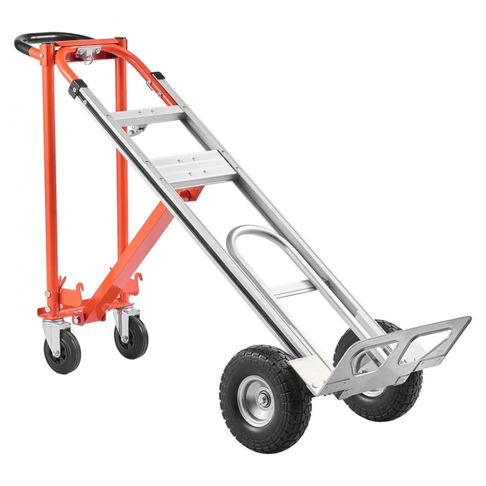 VEVOR 4 in 1 Hand Truck, 1000 lbs Load Capacity for 4-Wheel Mode, Convertible Hand Truck Dolly with Non-Slip Handle & Wheels, Aluminum Alloy Portable Dolly for Moving Home, Office, Warehouse