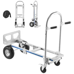 VEVOR 2 in 1 Hand Truck, 1000 lbs Load Capacity for 4-Wheel Mode, Convertible Hand Truck Dolly with Non-Slip Handle & Wheels, Portable Dolly for Moving Home, Office, Warehouse, Supermarket