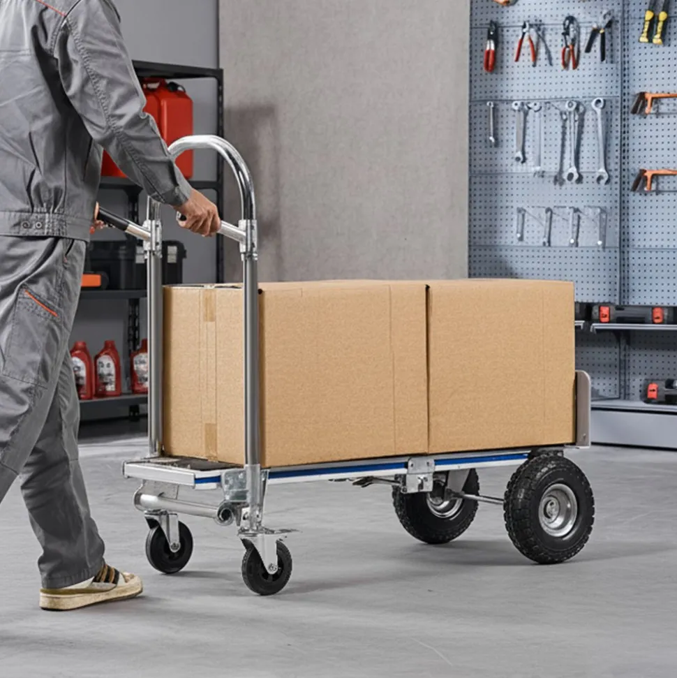 VEVOR 2 in 1 Hand Truck, 1000 lbs Load Capacity for 4-Wheel Mode, Convertible Hand Truck Dolly with Non-Slip Handle & Wheels, Portable Dolly for Moving Home, Office, Warehouse, Supermarket