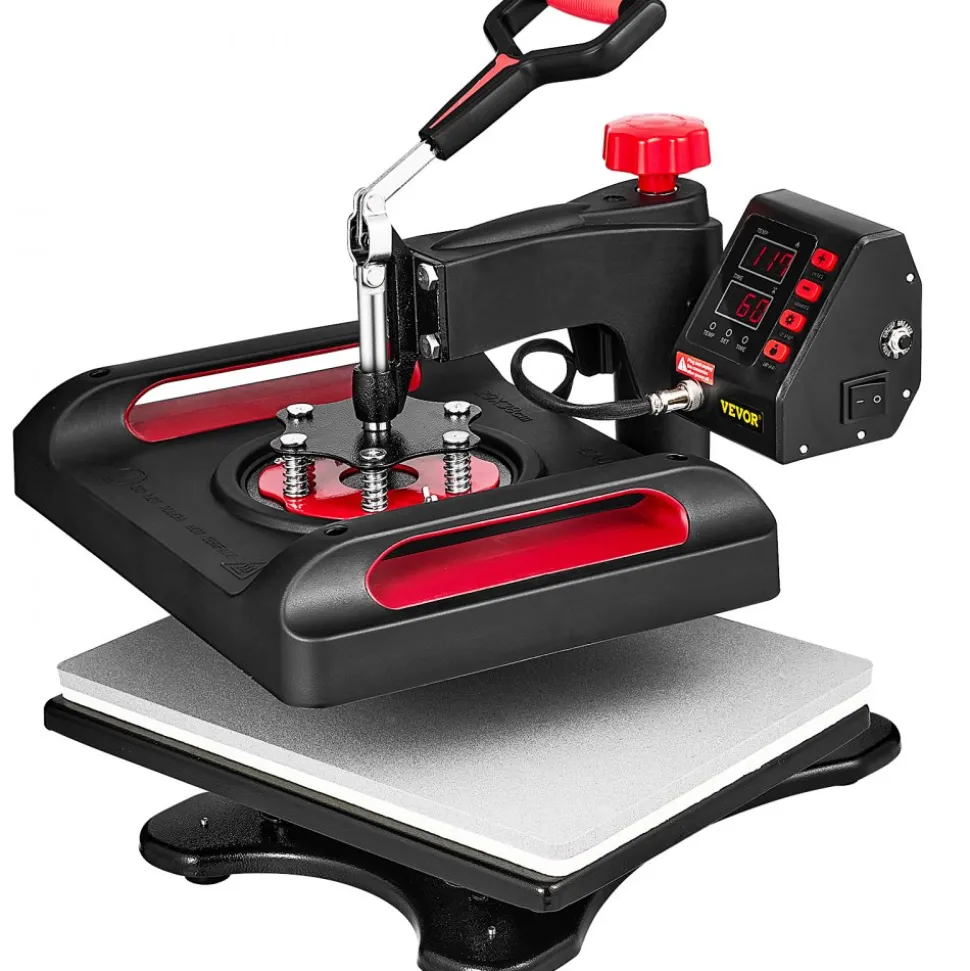 VEVOR 11 in 1 Heat Press, 12 x 15 Inch, Multifunctional Clamshell Printer, Digital Dual-Tube Heat Press Transfer Machine, Swing Away Sublimation Machine for T-Shirt Hat Cap Mug Plate Pen Shoes Black