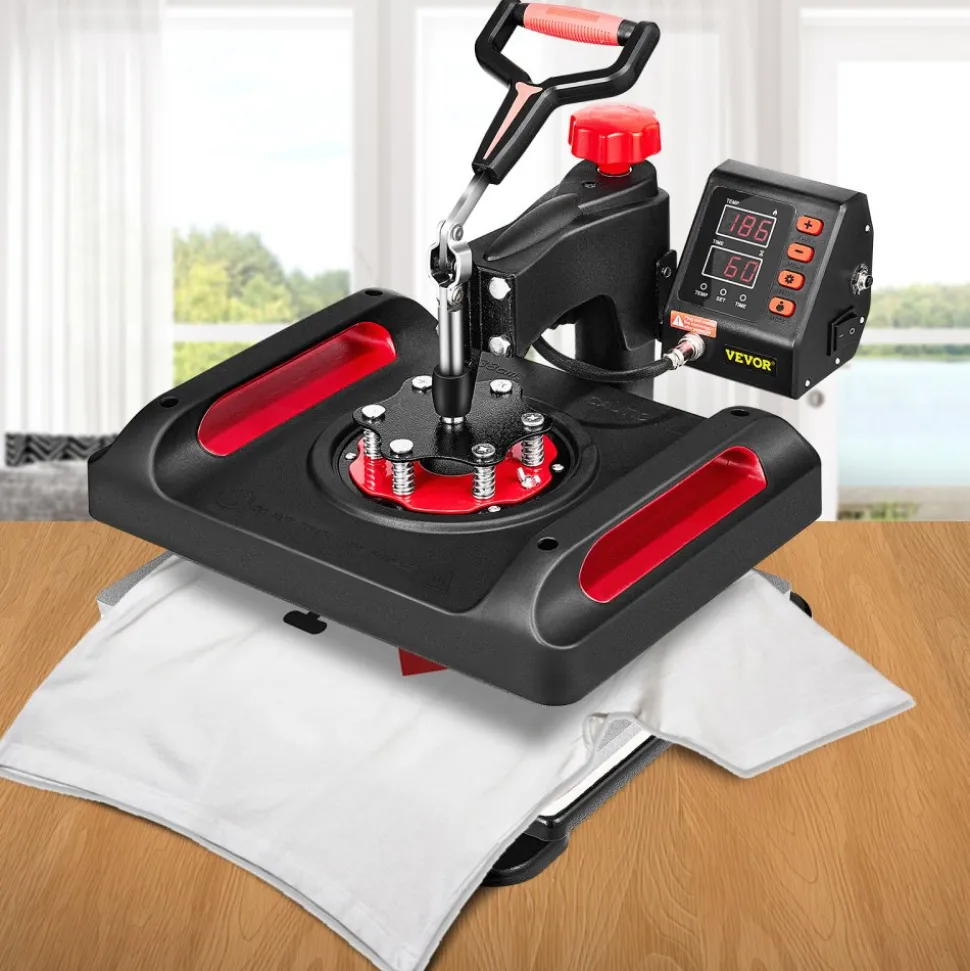 VEVOR 11 in 1 Heat Press, 12 x 15 Inch, Multifunctional Clamshell Printer, Digital Dual-Tube Heat Press Transfer Machine, Swing Away Sublimation Machine for T-Shirt Hat Cap Mug Plate Pen Shoes Black
