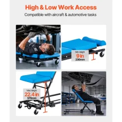 VEVOR 48 in Height Adjustable Mechanic Creeper, 570 lbs Under Car Rolling Garage Creeper Seat with Adjustable Backrest & Headrest, Padded Shop Chair for Auto & Aircraft Repair