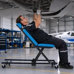 VEVOR 48 in Height Adjustable Mechanic Creeper, 570 lbs Under Car Rolling Garage Creeper Seat with Adjustable Backrest & Headrest, Padded Shop Chair for Auto & Aircraft Repair