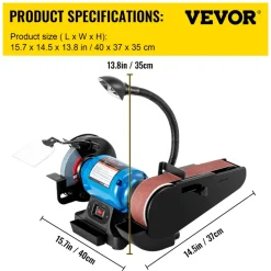 VEVOR 2 IN 1 2inch Belt Grinder for Knife Making 6inch 3450rpm per min Belt and Disc Bench Sander 90 Degree Belt Holder with Sturdy Base and LED Working Lamp