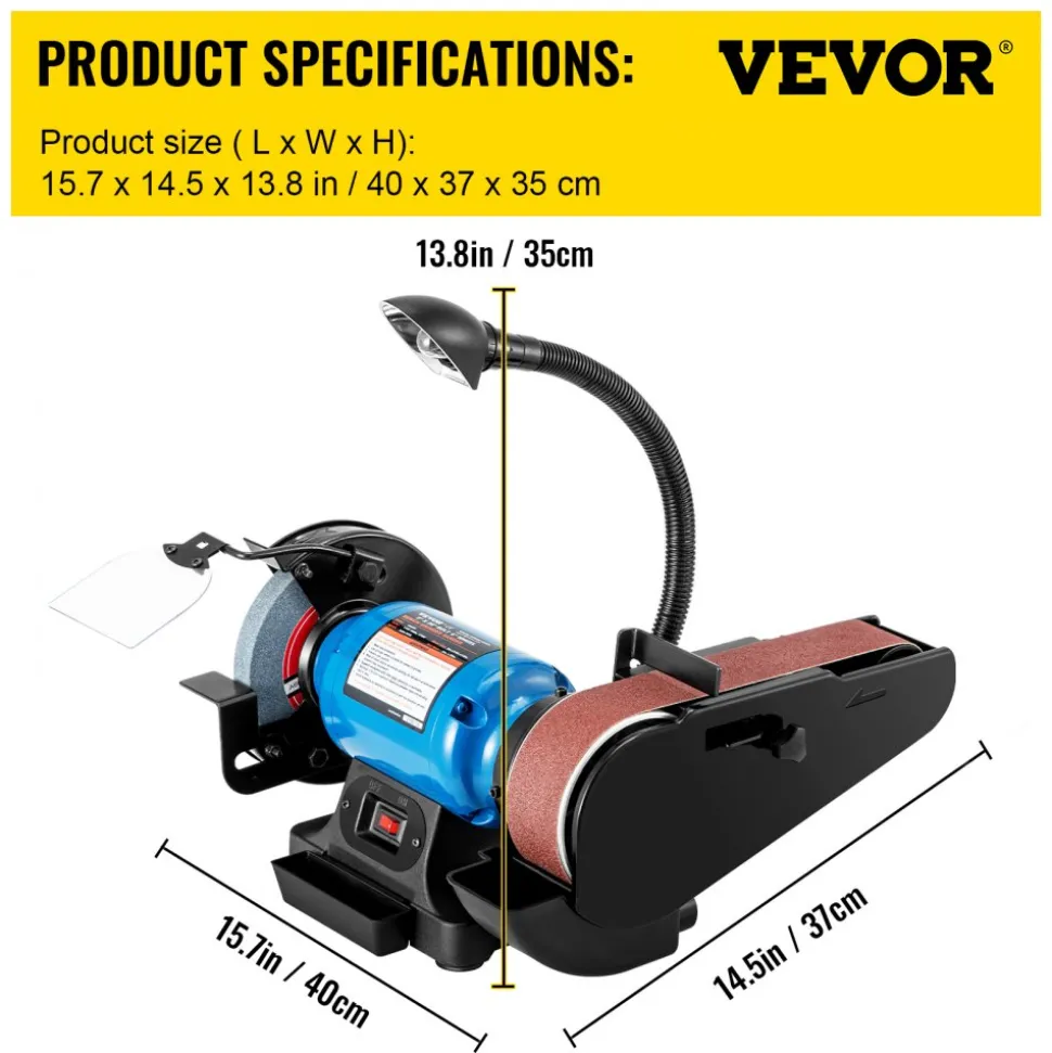 VEVOR 2 IN 1 2inch Belt Grinder for Knife Making 6inch 3450rpm per min Belt and Disc Bench Sander 90 Degree Belt Holder with Sturdy Base and LED Working Lamp