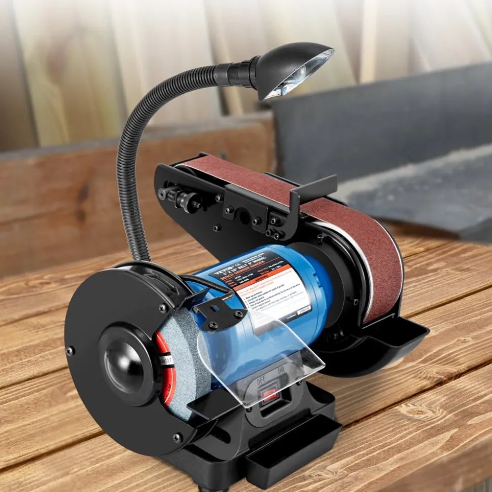 VEVOR 2 IN 1 2inch Belt Grinder for Knife Making 6inch 3450rpm per min Belt and Disc Bench Sander 90 Degree Belt Holder with Sturdy Base and LED Working Lamp