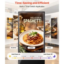 VEVOR 65 in Indoor Digital Signage 4K Floor Stand Advertising Display Kiosk, WiFi HDMI/USB Input Android OS, 178° Wide View, LCD Touchscreen Interactive Monitor, Mobile Commercial Totem Poster