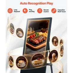 VEVOR 32 in Indoor Digital Signage Floor Standing Advertising Display Kiosk, WiFi HDMI/USB Input Android OS, 178° Wide View, LCD Touchscreen Interactive Monitor, Commercial Totem Vertical Poster