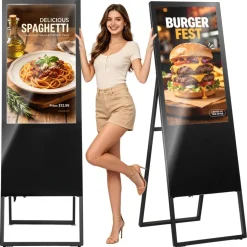 VEVOR 32 in Indoor Digital Signage Floor Standing Advertising Display Kiosk, WiFi HDMI/USB Input Android OS, 178° Wide View, LCD Touchscreen Interactive Monitor, Commercial Totem Vertical Poster