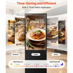 VEVOR 43 in Indoor Digital Signage Floor Standing Advertising Display Kiosk, with WiFi HDMI/USB Input Android OS, 178° Wide View, LCD Screen Interactive Monitor, Mobile Commercial Totem Poster
