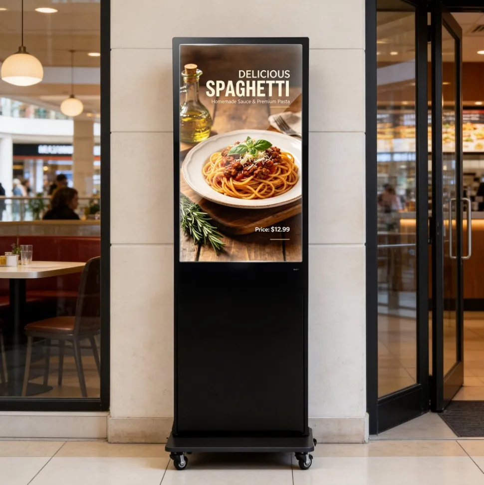 VEVOR 43 in Indoor Digital Signage Floor Standing Advertising Display Kiosk, with WiFi HDMI/USB Input Android OS, 178° Wide View, LCD Screen Interactive Monitor, Mobile Commercial Totem Poster