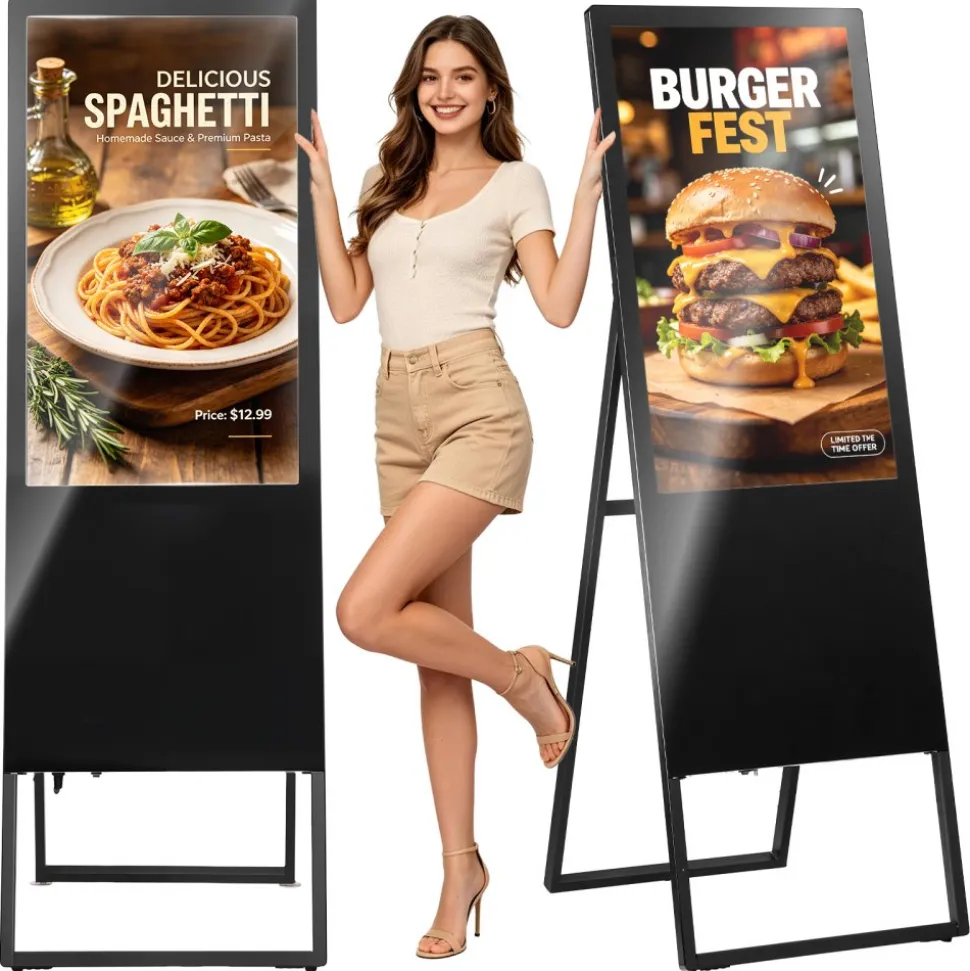 VEVOR 32 in Indoor Digital Signage Floor Standing Advertising Display Kiosk, with WiFi HDMI/USB Input Android OS, 178° Wide View, LCD Screen Interactive Monitor, Commercial Totem Vertical Poster