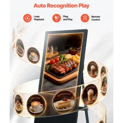 VEVOR 32 in Indoor Digital Signage Floor Standing Advertising Display Kiosk, with WiFi HDMI/USB Input Android OS, 178° Wide View, LCD Screen Interactive Monitor, Commercial Totem Vertical Poster