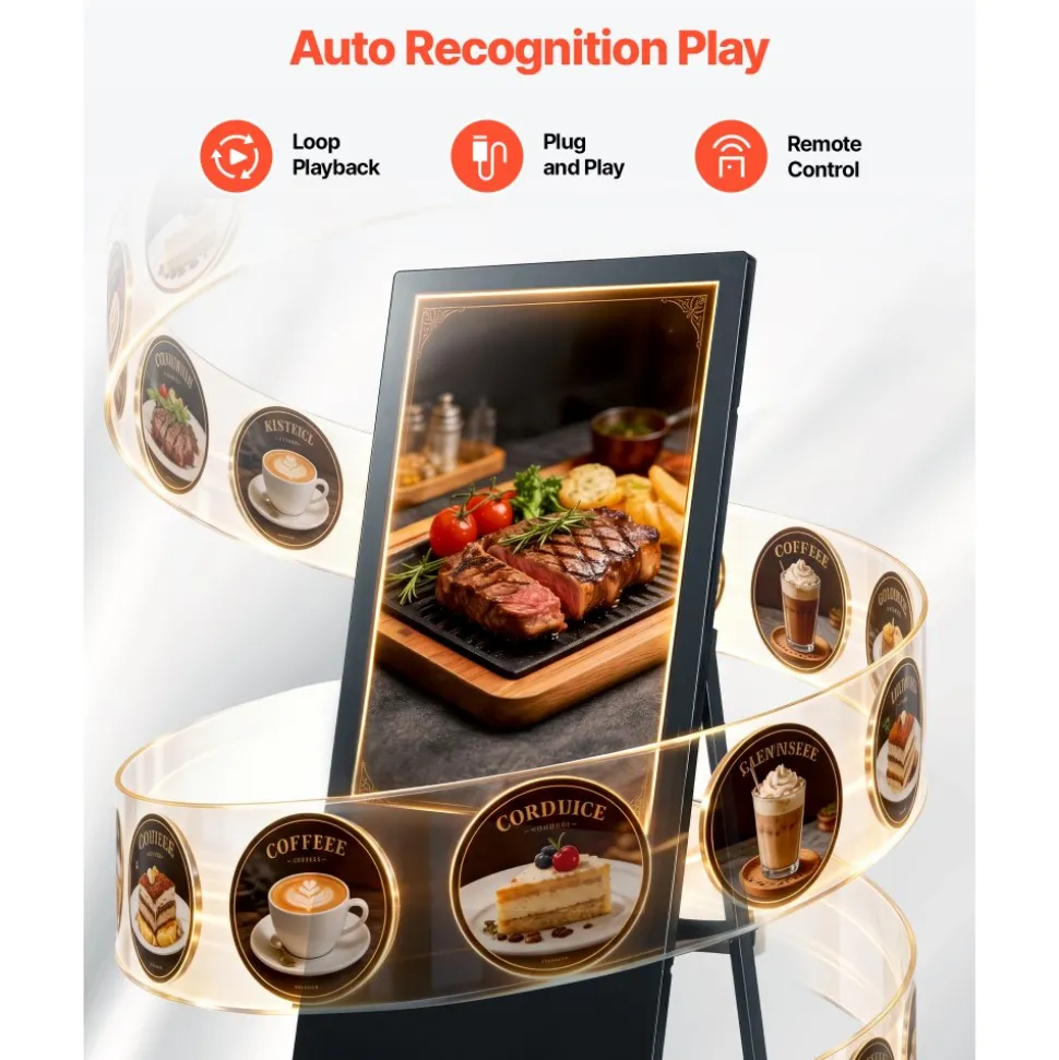 VEVOR 32 in Indoor Digital Signage Floor Standing Advertising Display Kiosk, with WiFi HDMI/USB Input Android OS, 178° Wide View, LCD Screen Interactive Monitor, Commercial Totem Vertical Poster