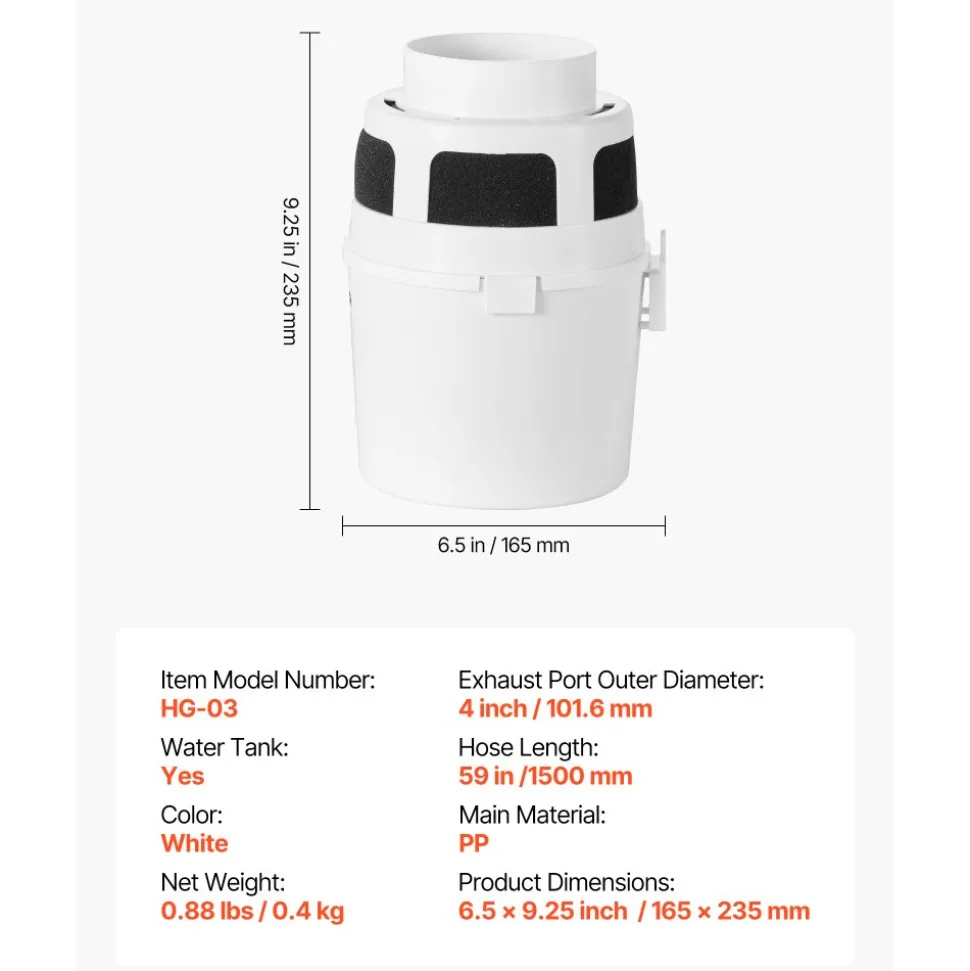VEVOR 3-in-1 Indoor Dryer Vent Kit, with Bucket for Electric Dryer with 4-Inch by 5-Feet Extendable Exhaust Hose, Premium Quality & Light Weight & No Extra Accessories Required for Apartments, RVs