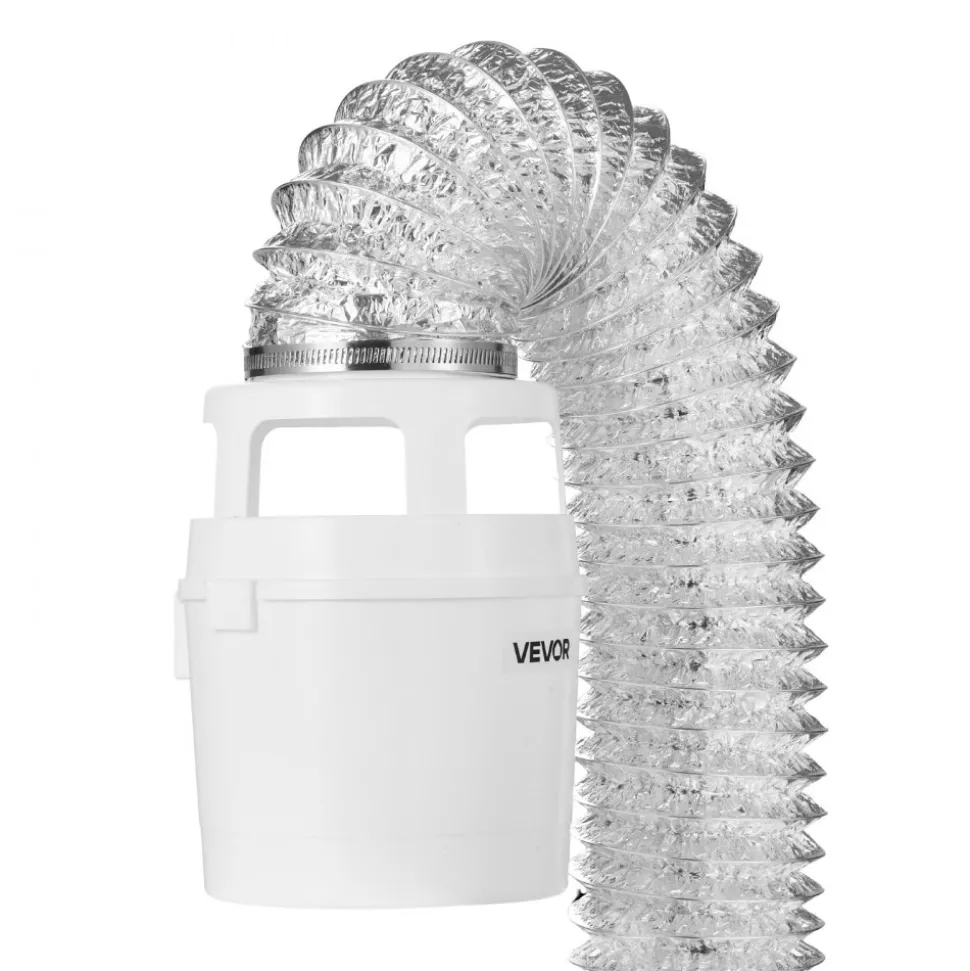 VEVOR 3-in-1 Indoor Dryer Vent Kit, with Bucket for Electric Dryer with 4-Inch by 5-Feet Extendable Exhaust Hose, Premium Quality & Light Weight & No Extra Accessories Required for Apartments, RVs